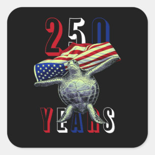 250 år USA Patriotisk Sköldpadda Fyrkantigt Klistermärke