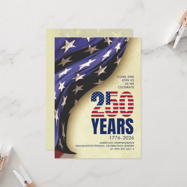 250 år USA:s självständighets födelsedag Inbjudningar (Fram/Back In Situ)