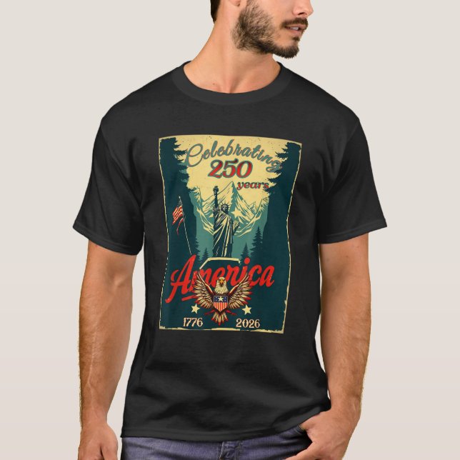250 års Amerika Semiquincentenial Celebrating F T Shirt (Framsida)