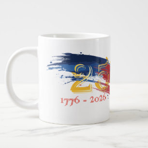 250-års amerikansk flaggborste med gyllene siffror jumbo mugg