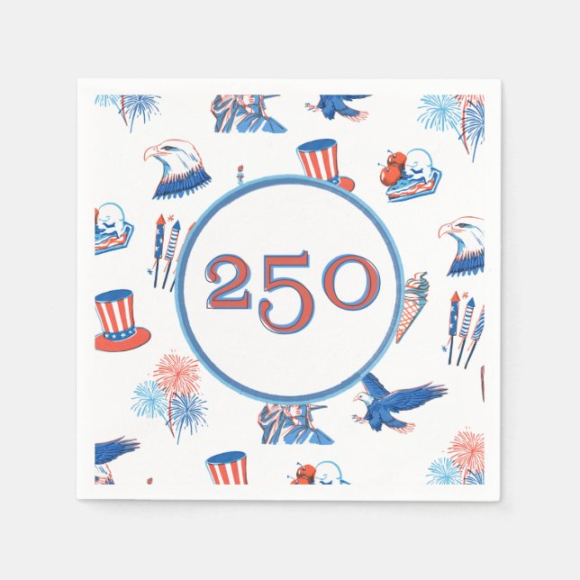 250-års fjärde juli patriotisk vattenfärgsparty pappersservett (Framsidan)