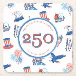 250-års fjärde juli patriotisk vattenfärgsparty underlägg papper kvadrat