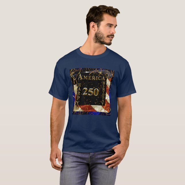 250-års Grattis Amerika! T Shirt (Hel framsida)