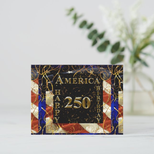 250-års jubileum Grattis Amerika! Vykort (Stående Fram)