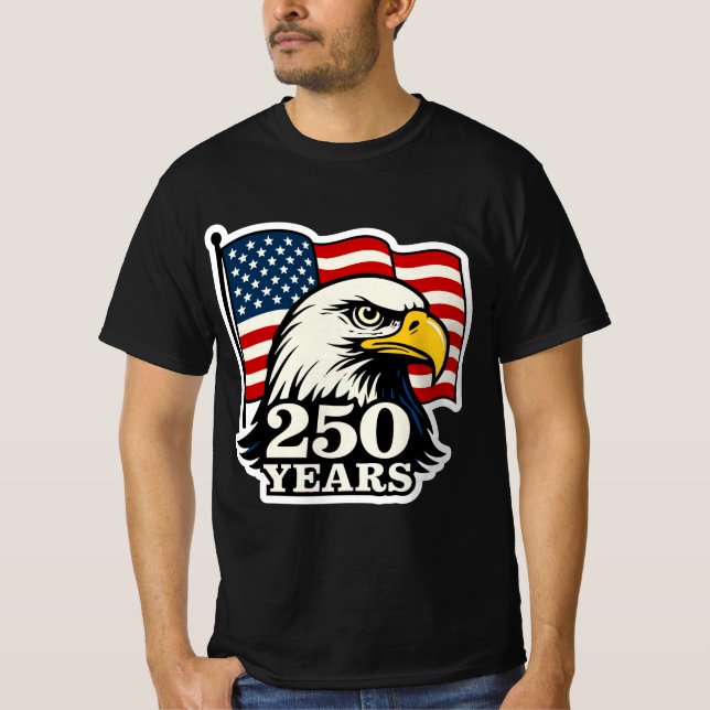 250 års Patriotic Eagle & Flagga Design T Shirt (Framsida)