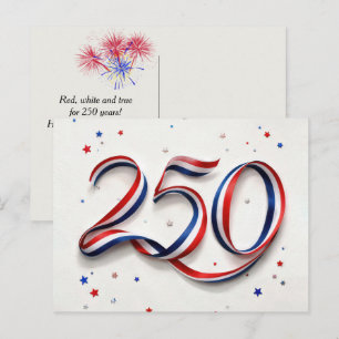 250-års USA-födelsedags patriotiskt band och stjär Vykort