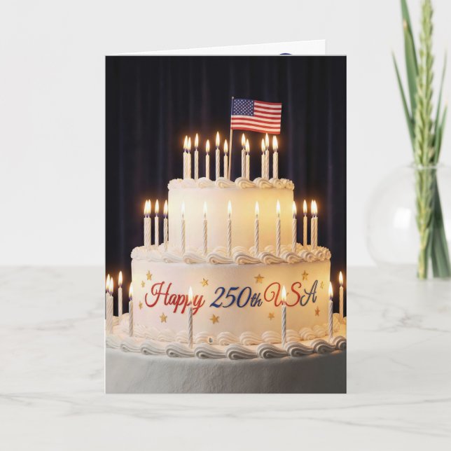 250-års USA födelsedagstårta Flagga Kort (Framsida)