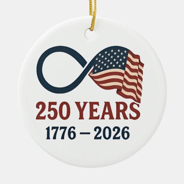 250-årsdagen 1776-2026 USA Patriotic Julgransprydnad Keramik (Framsidan)