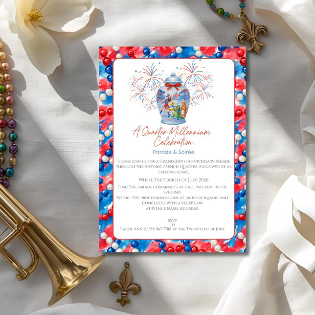 250-årsdagen Parad & Party Ginger Burk Inbjudningar (250th Anniversary Parade & Party Ginger Jar Invitation)