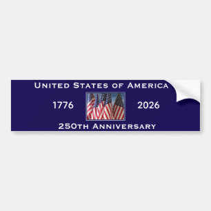 250-årsdagen USA Patriotic American Flagga Blue Bildekal