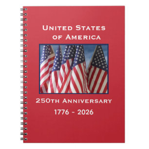 250-årsdagen USA Patriotic American Flaggor Anteckningsbok