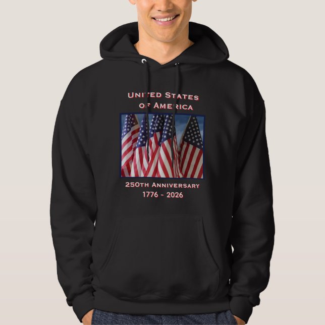 250-årsdagen USA Patriotic Black Hoodie (Framsida)