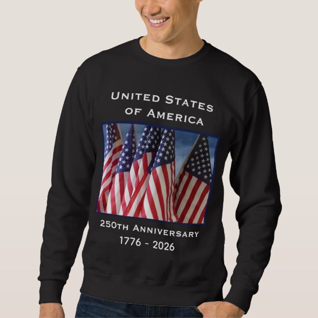250-årsdagen USA Patriotic Black Lång Ärmad Tröja (Framsida)