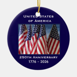 250-årsdagen USA Patriotic Flaggor Julgransprydnad Keramik