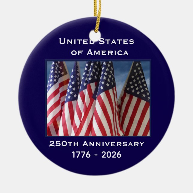 250-årsdagen USA Patriotic Flaggor Julgransprydnad Keramik (Framsidan)