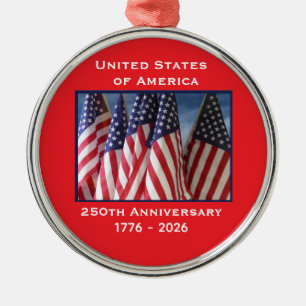 250-årsdagen USA Patriotic Flaggor Premium Julgransprydnad Metall