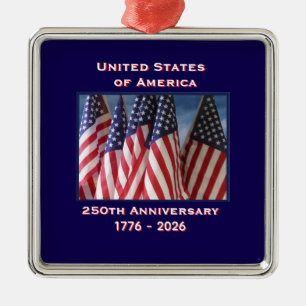 250-årsdagen USA Patriotic Flaggor Premium Julgransprydnad Metall
