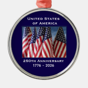 250-årsdagen USA Patriotic Flaggor Premium Julgransprydnad Metall