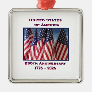 250-årsdagen USA Patriotic Flaggor Premium Julgransprydnad Metall