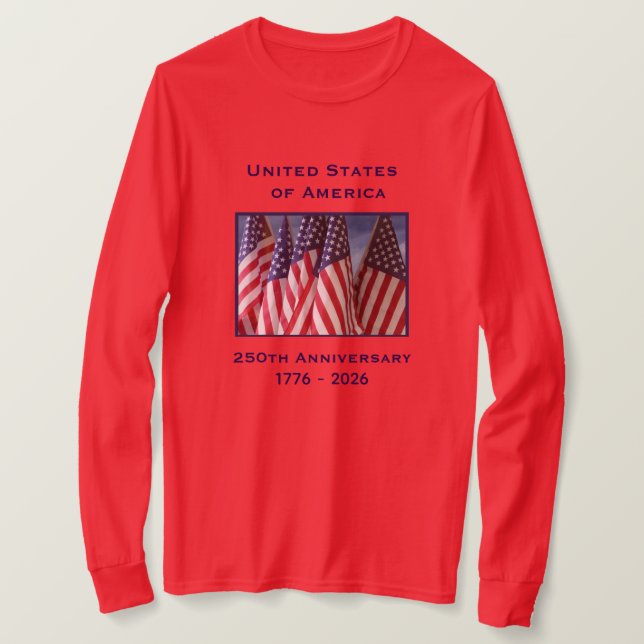 250-årsdagen USA Patriotic Långärmad T Shirt (Design framsida)