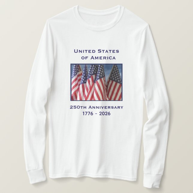 250-årsdagen USA Patriotic Långärmad T Shirt (Design framsida)