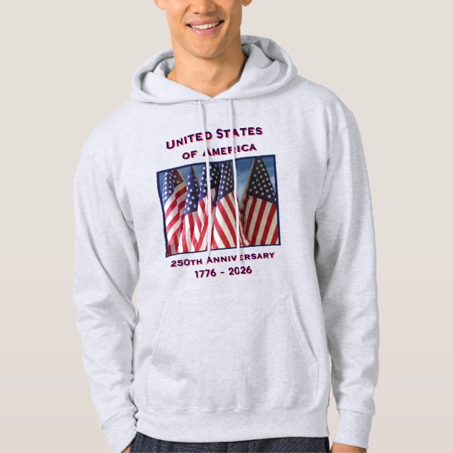 250-årsdagen USA Patriotic Light Grått Hoodie (Framsida)