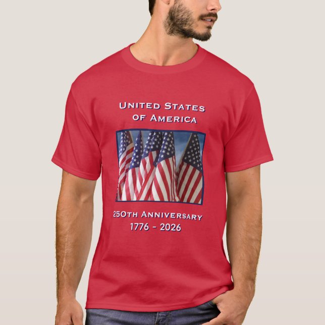 250-årsdagen USA Patriotic Red T Shirt (Framsida)