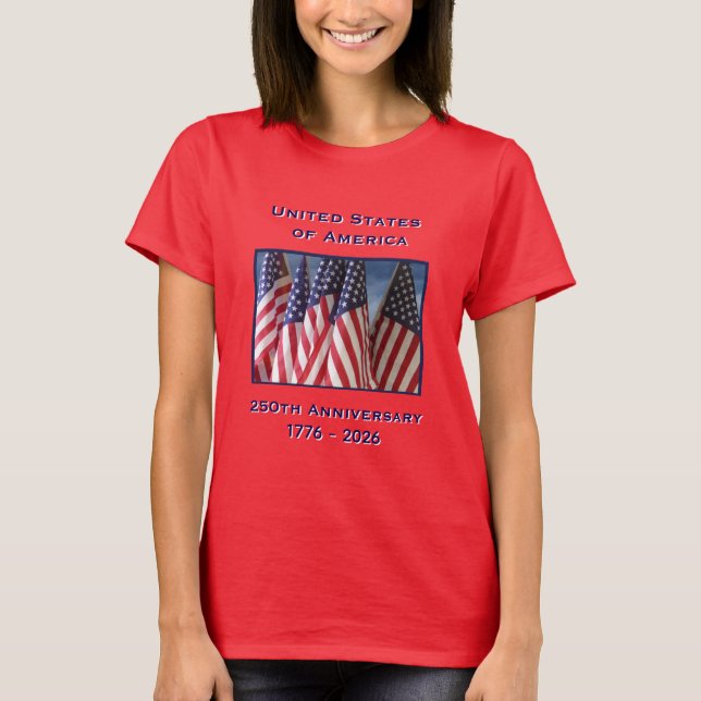 250-årsdagen USA Patriotic Red T Shirt (Framsida)