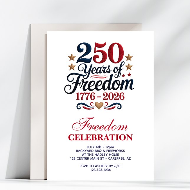 250-årsfirande av amerikanska födelsedagen inbjudningar (Skapare uppladdad)