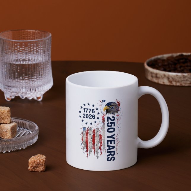 250-årsfirande Grungy amerikansk flagga örn Kaffemugg (Skapare uppladdad)