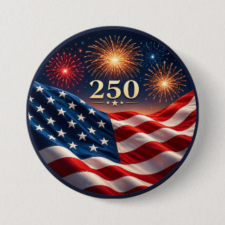 250-årsfirande Patriotiska Fyrverkeriflaggan Parti Knapp