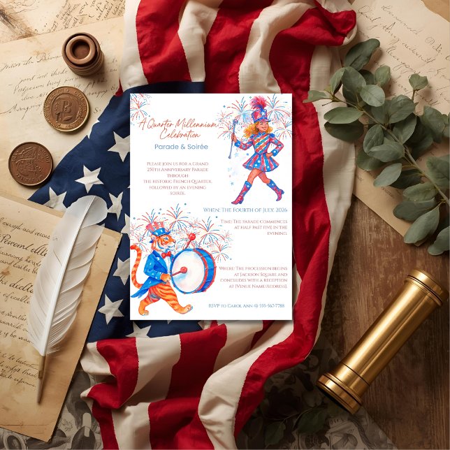 250-årsjubileets patriotiska parad & Soaré Inbjudningar (250th Anniversary Patriotic Parade & Soiree Invitation)