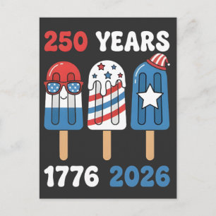 250-årsjubileum 1776 2026 4 juli Glass Vykort