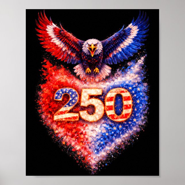 250-årsjubileum 1776-2026 Amerika Flagga 4:e juli Poster (Framsidan)