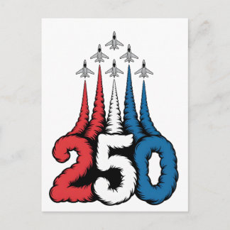 250-årsjubileum 4:e Juli Jet Patriotisk   Vykort