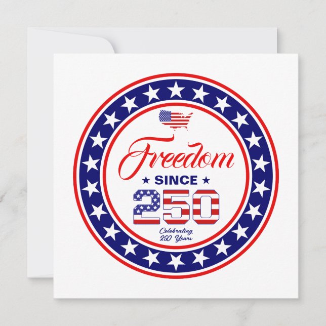 250-årsjubileum 4 juli amerikansk flagga kort (Framsida)