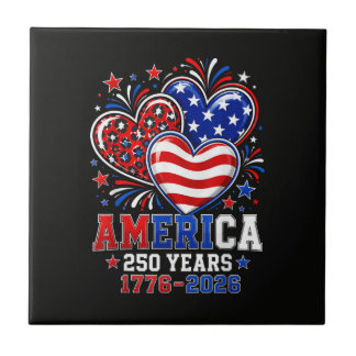 250-årsjubileum Amerika Flagga Hjärta 250 År Kvinn Kakelplatta