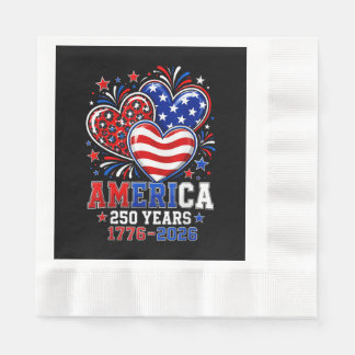 250-årsjubileum Amerika Flagga Hjärta 250 År Kvinn Pappersservett