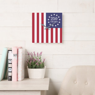 250-årsjubileum Amerika Patriotisk USA Oberoende Fyrkantig Klocka