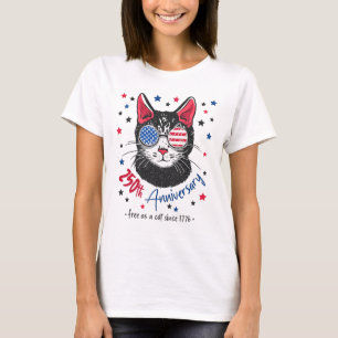 250-årsjubileum Amerika USA Flagga Solglasögon Kat T Shirt