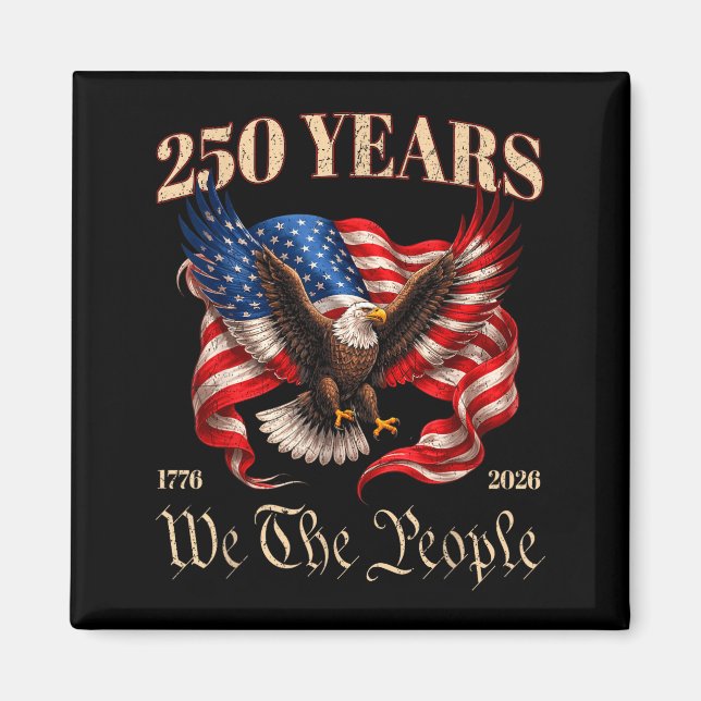 250-årsjubileum amerikansk flagga 250 år 4:e magnet (Framsidan)
