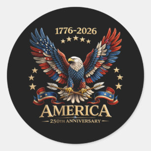 250-årsjubileum Amerikansk Örn 1776-2026 Runt Klistermärke
