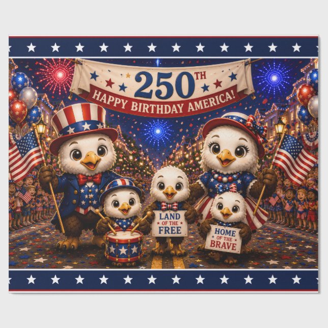250-årsjubileum Amerikansk Örn 4:e Juli Fest Presentpapper (Platt)