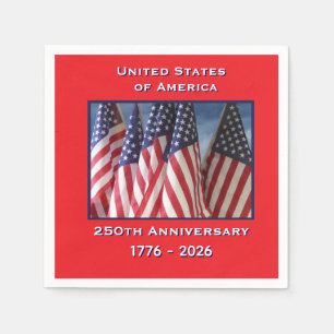 250-årsjubileum Födelsedag USA-flaggor Papper Pappersservett