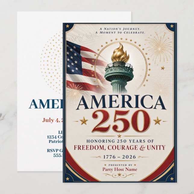 250-årsjubileum för USA Inbjudningar (Fram/baksida)