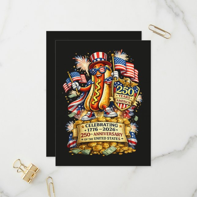 250-årsjubileum för USA:s självständighetsfirande Inbjudan Vykort (Fram/Back In Situ)