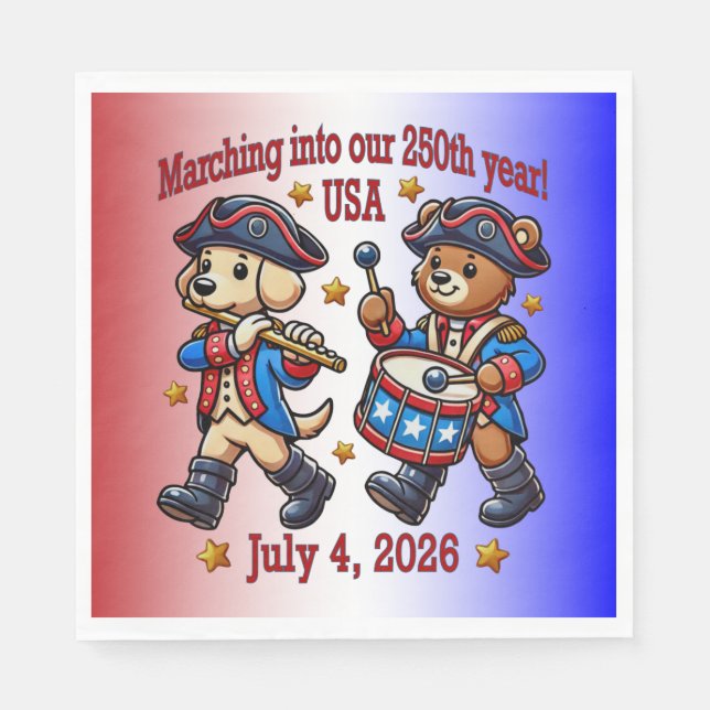 250-årsjubileum i den fjärde juli i USA Pappersservett (Framsidan)