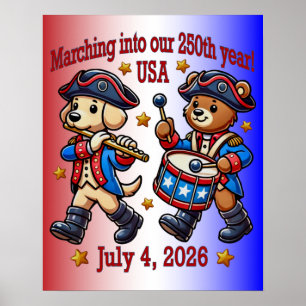 250-årsjubileum i den fjärde juli i USA Poster