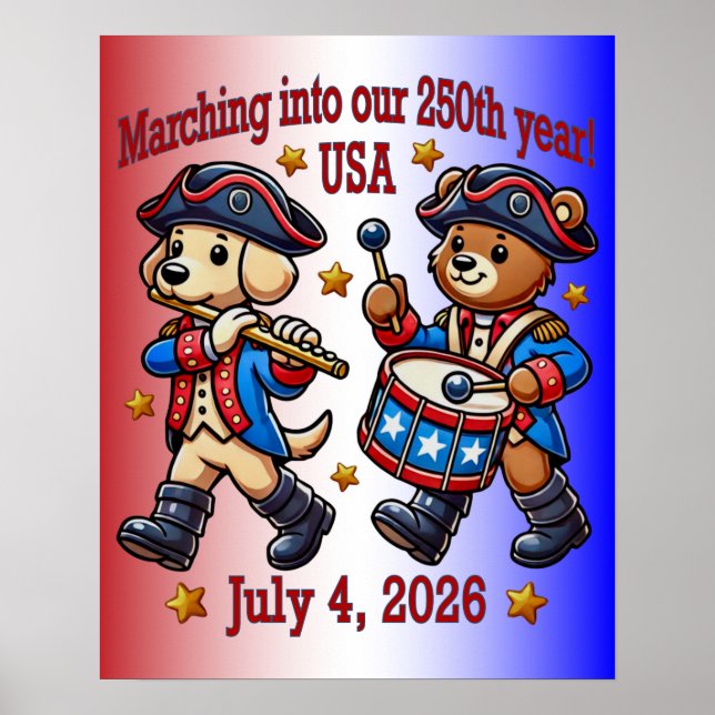 250-årsjubileum i den fjärde juli i USA Poster (Framsidan)