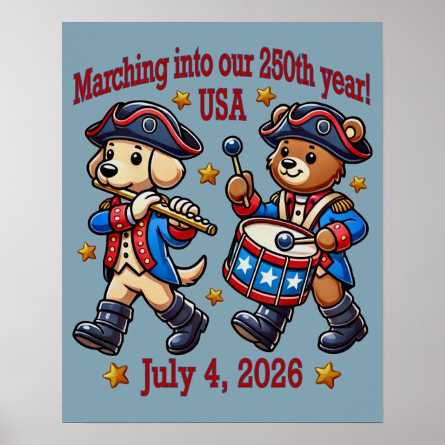 250-årsjubileum i den fjärde juli i USA Poster (Framsidan)
